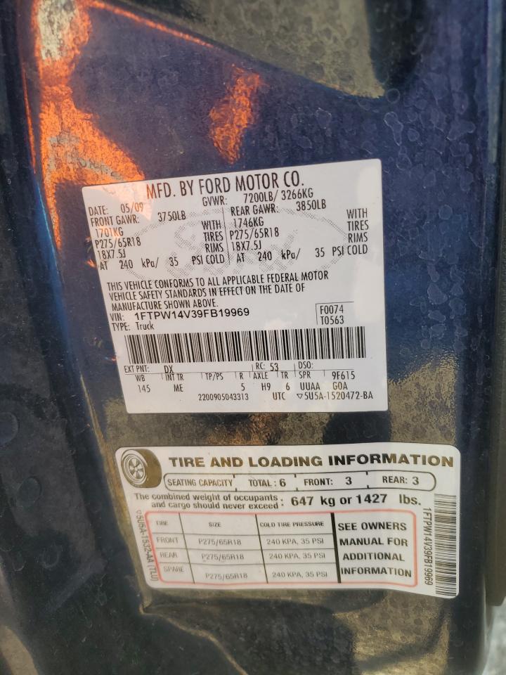 1FTPW14V39FB19969 2009 Ford F150 Supercrew