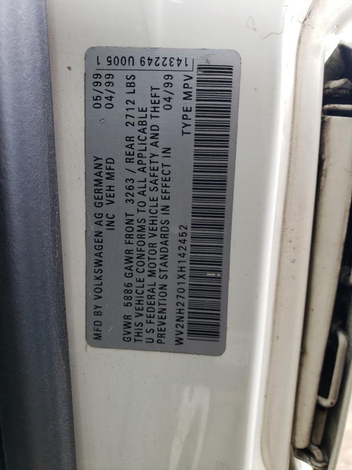 WV2NH2701XH142452 1999 Volkswagen Eurovan Mv WV2NH2701XH142452 1999 Volkswagen Eurovan Mv