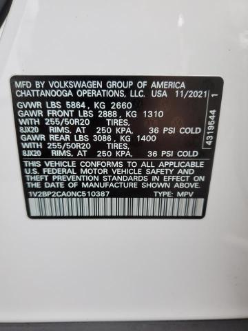 1V2BP2CA0NC510387 Volkswagen Atlas SEL 13