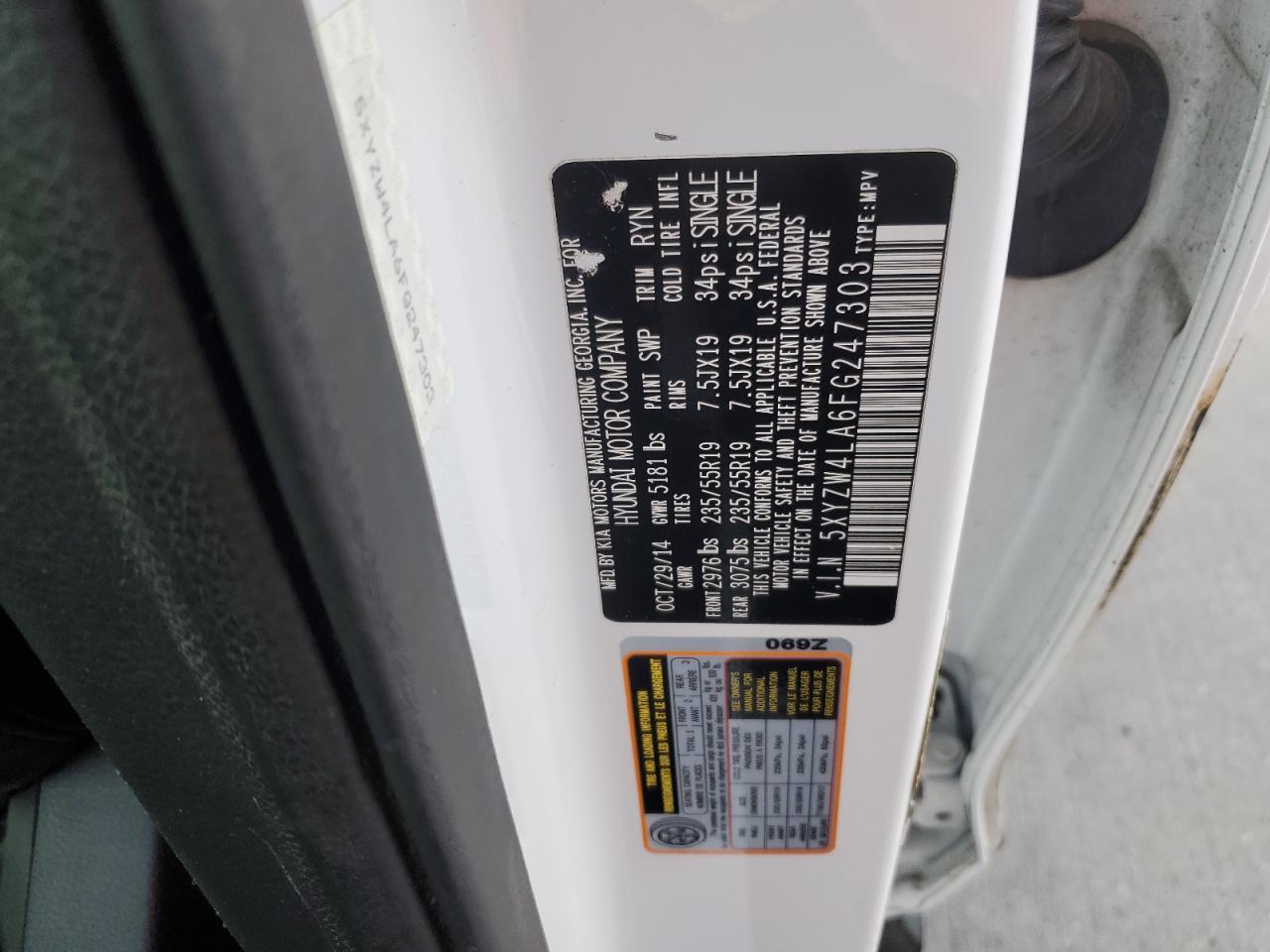 5XYZW4LA6FG247303 2015 Hyundai Santa Fe Sport