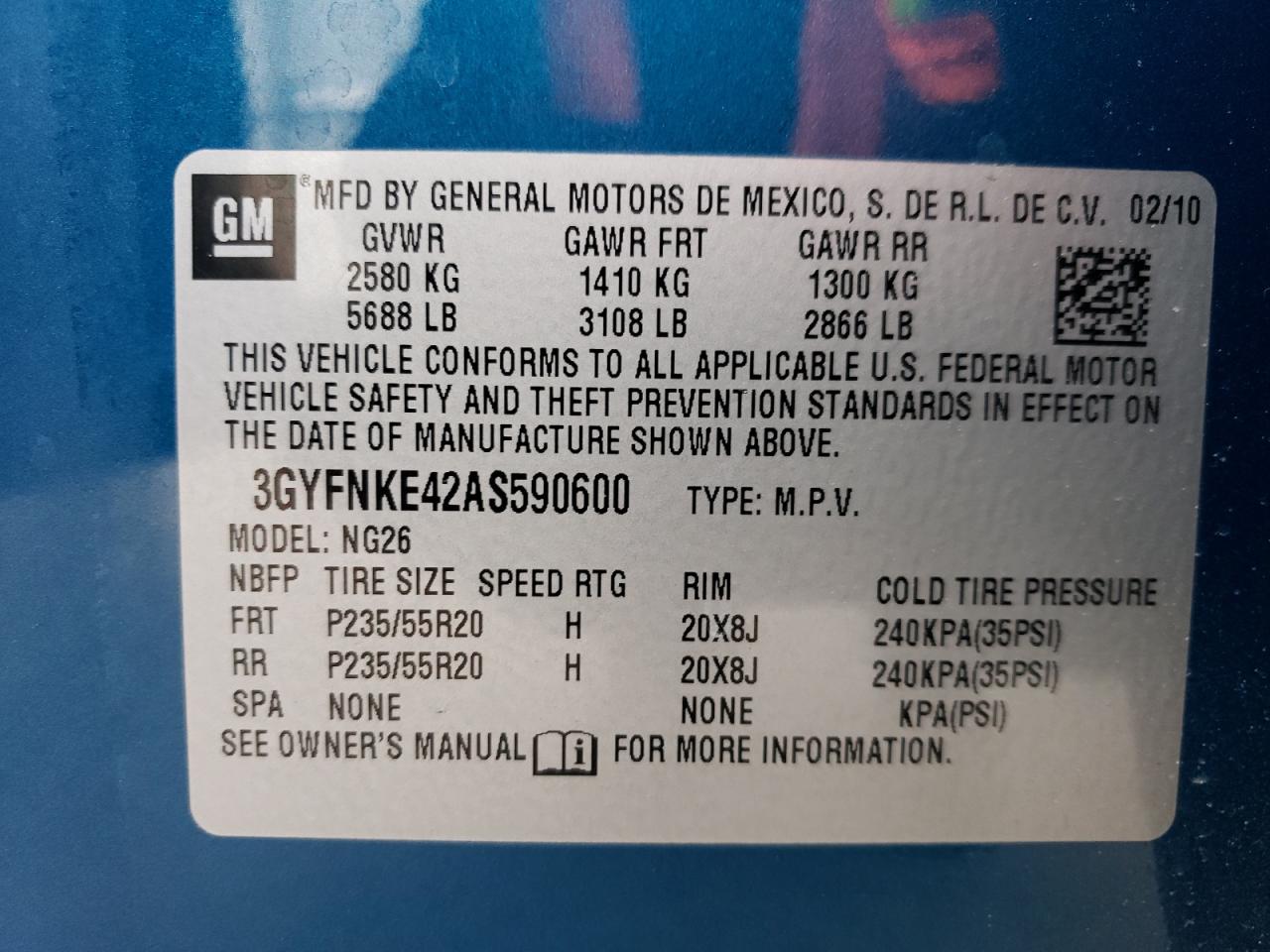 3GYFNKE42AS590600 2010 Cadillac Srx Premium Collection