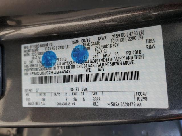 2017 Ford Escape Titanium VIN: 1FMCU0J92HUB44342 Lot: 47896274