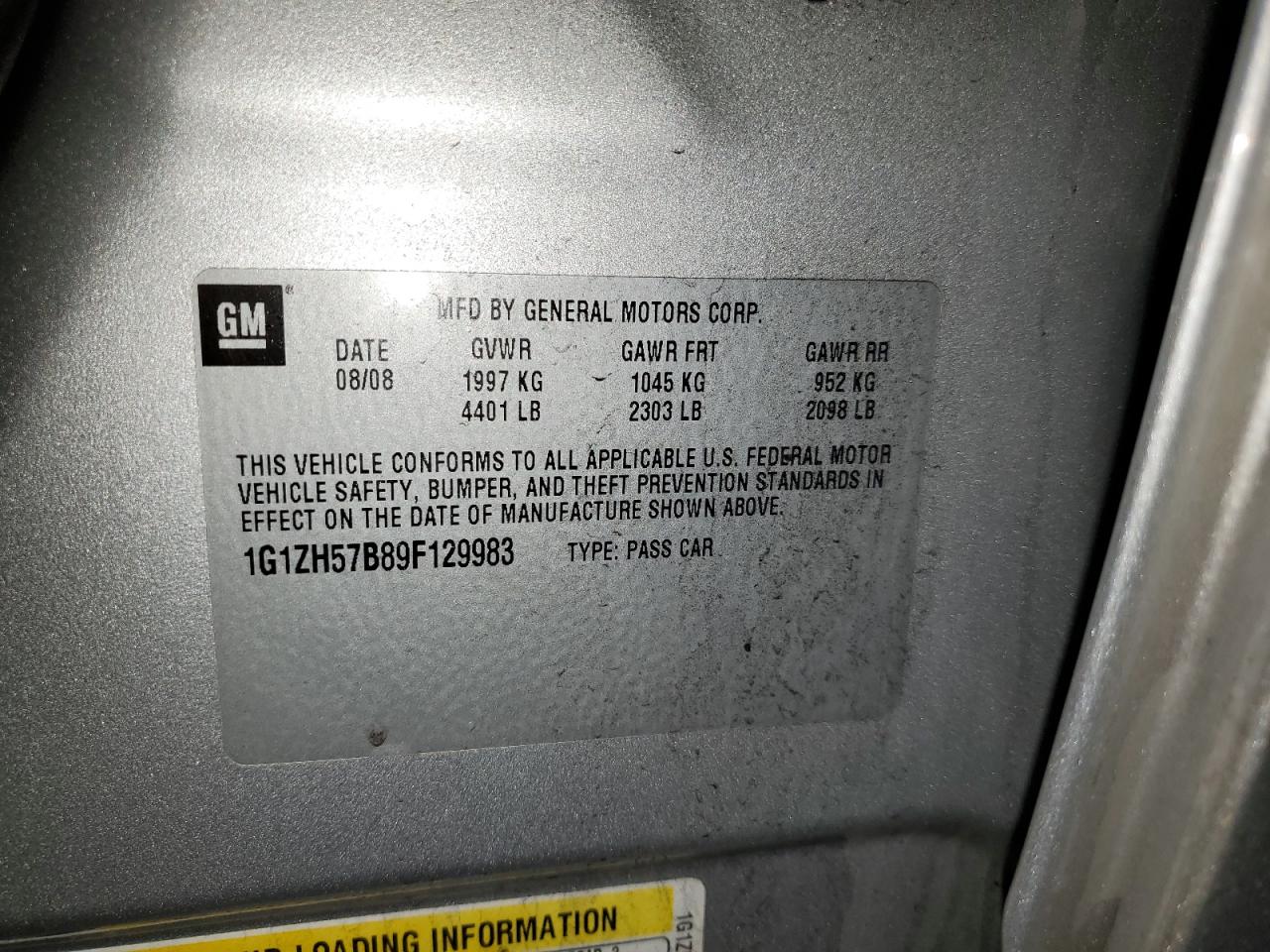 1G1ZH57B89F129983 2009 Chevrolet Malibu 1Lt