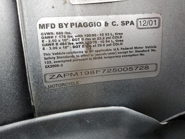 2002 VESPA M198F ZAPM198F725005728
