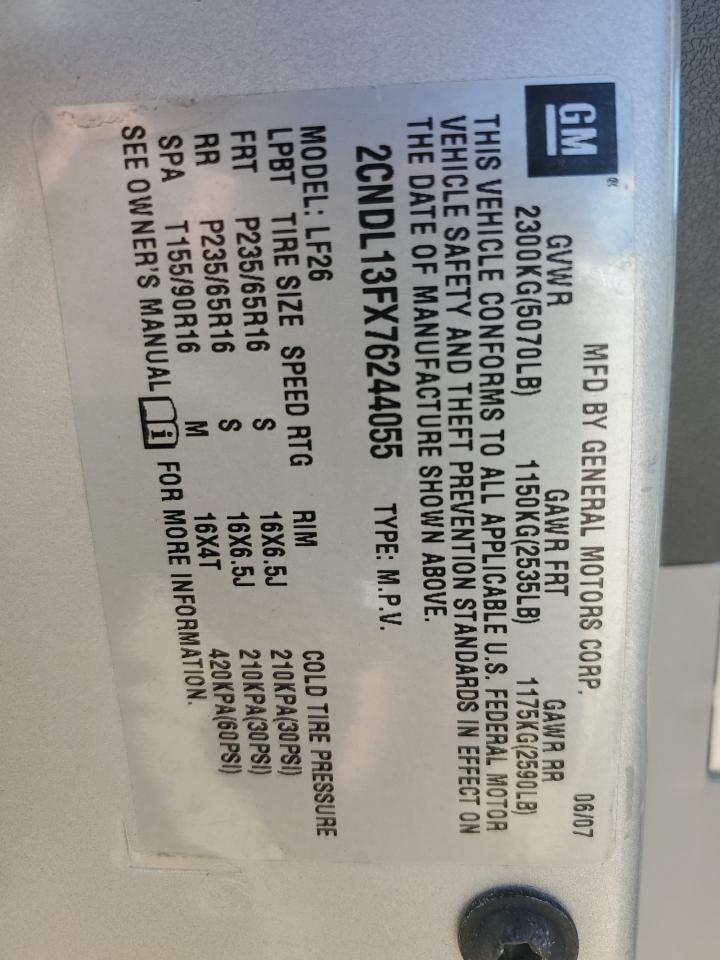 2CNDL13FX76244055 2007 Chevrolet Equinox Ls