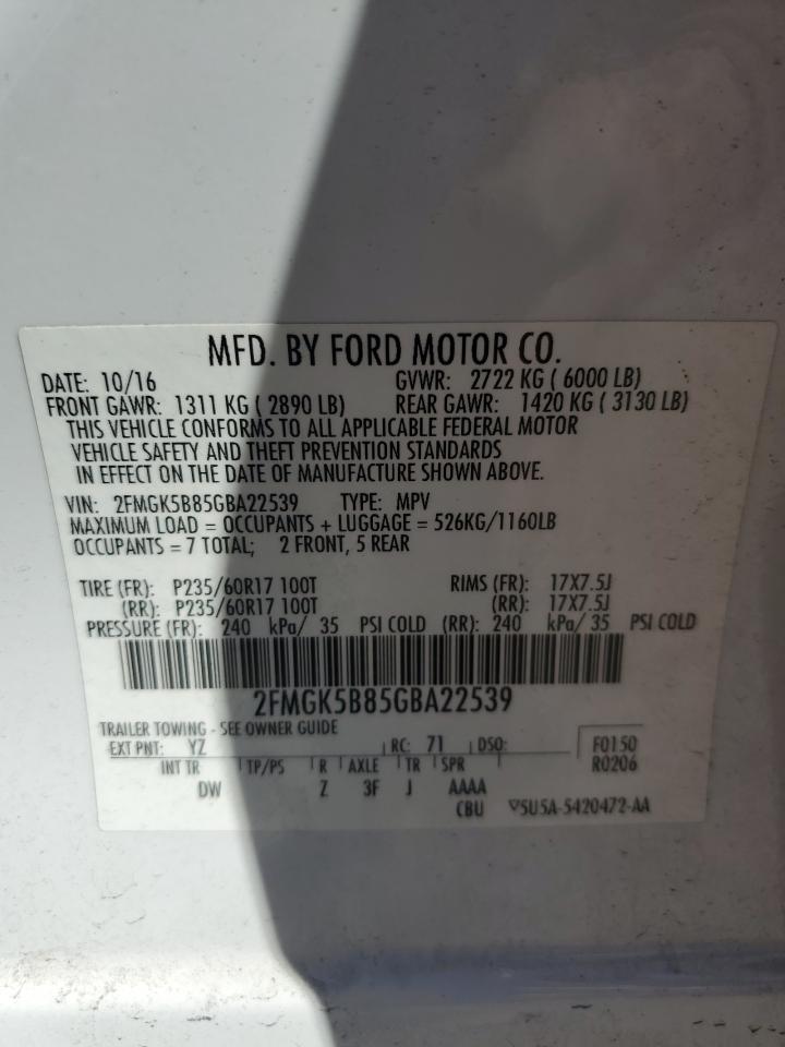 2016 Ford Flex Se vin: 2FMGK5B85GBA22539