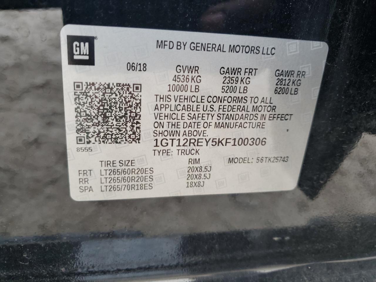 1GT12REY5KF100306 2019 GMC Sierra K2500 Slt