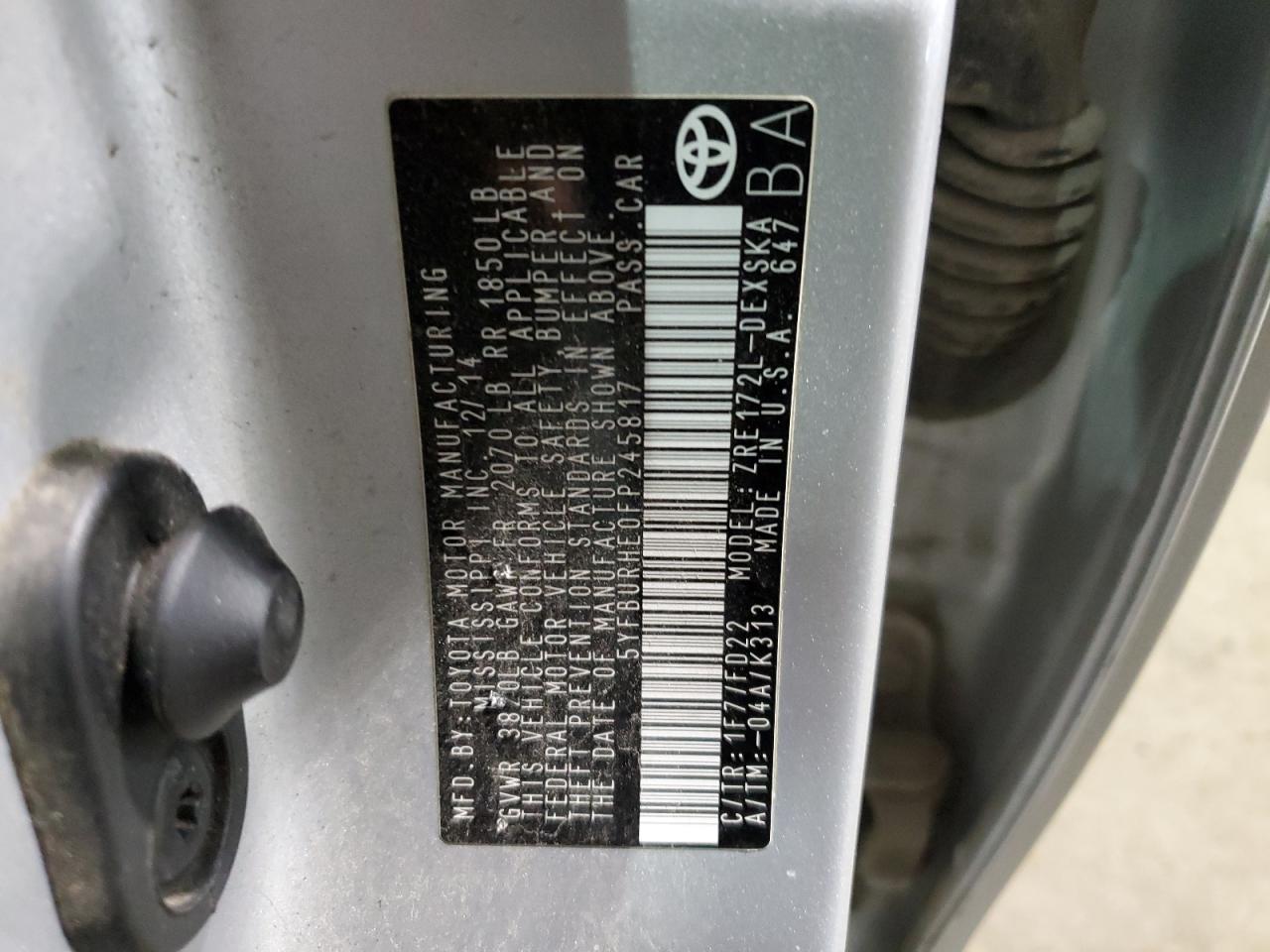 5YFBURHE0FP245817 2015 Toyota Corolla L