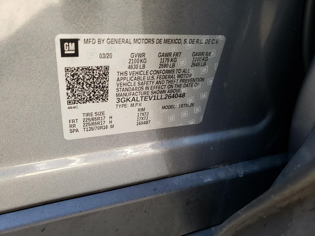 3GKALTEV1LL264048 2020 GMC Terrain Sle