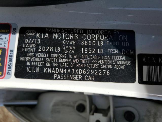 2013 Kia Rio Lx VIN: KNADM4A3XD6292276 Lot: 48657754