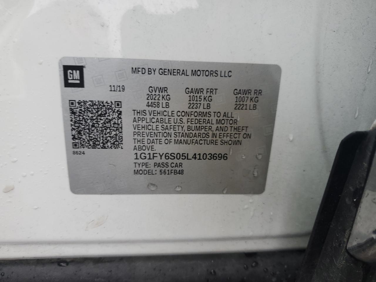 1G1FY6S05L4103696 2020 Chevrolet Bolt Ev Lt