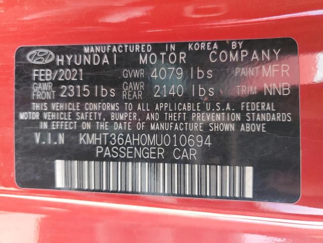 2021 HYUNDAI VELOSTER N - KMHT36AH0MU010694