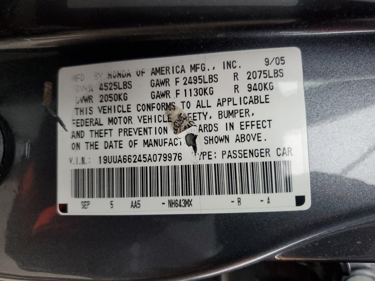 19UUA66245A079976 2005 Acura Tl