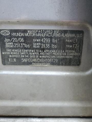 2006 Hyundai Sonata Gls VIN: 5NPEU46CX6H106129 Lot: 45237954