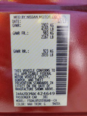 2013 Nissan Leaf S VIN: 1N4AZ0CP6DC424649 Lot: 48762384