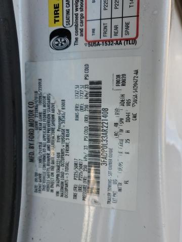 2010 Ford Fusion Hybrid VIN: 3FADP0L33AR221408 Lot: 48455094