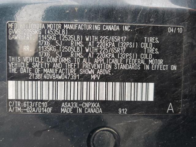 2010 Toyota Rav4 VIN: 2T3BF4DV8AW047391 Lot: 48850134