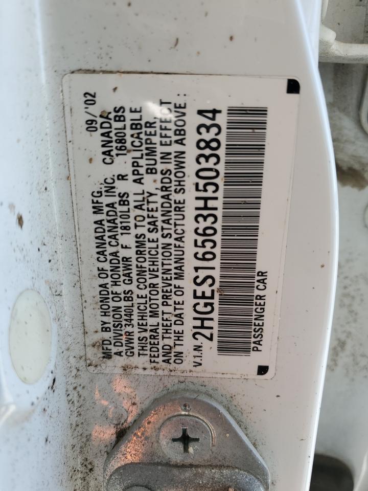 2HGES16563H503834 2003 Honda Civic Lx