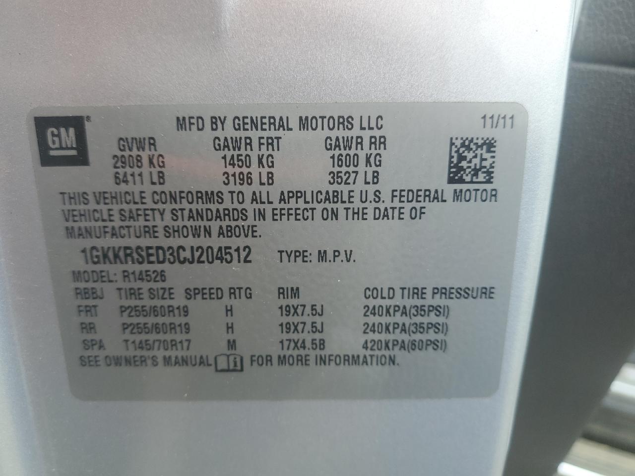 1GKKRSED3CJ204512 2012 GMC Acadia Slt-2