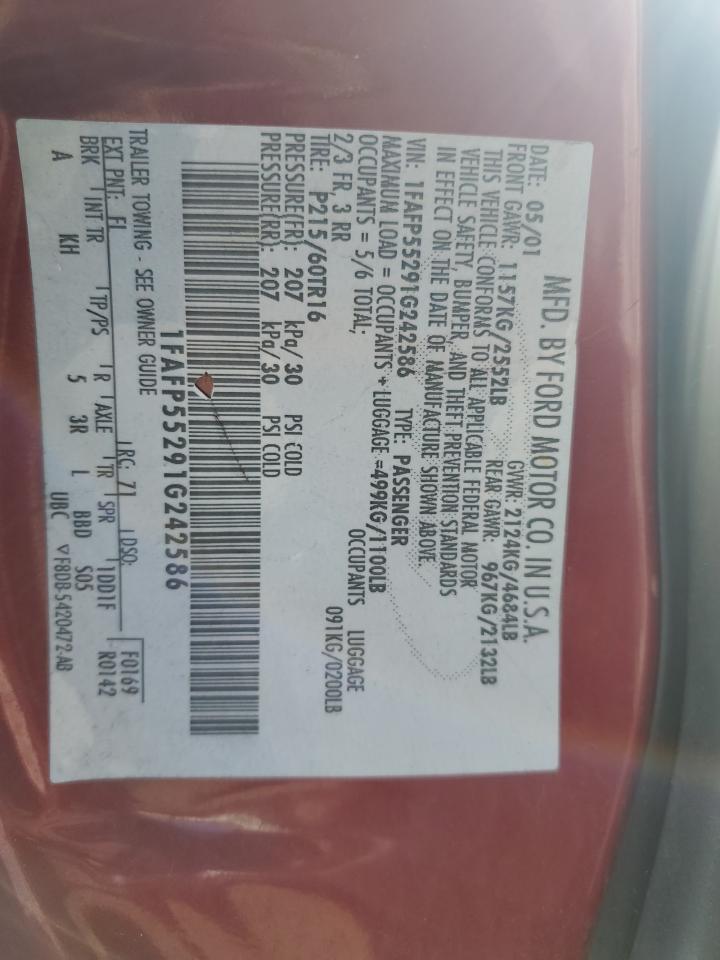 1FAFP55291G242586 2001 Ford Taurus Ses