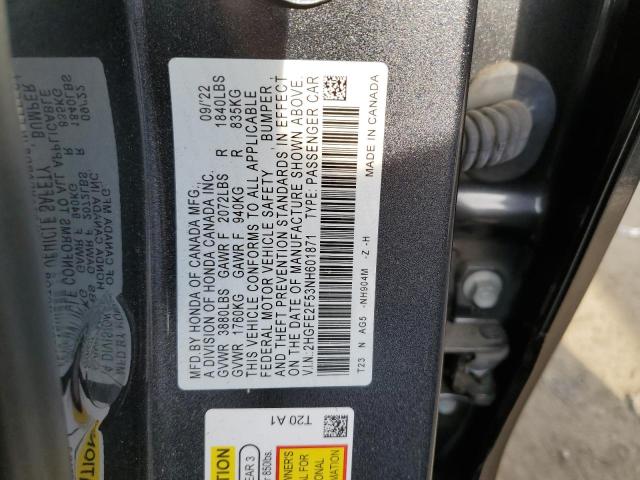 2HGFE2F53NH601871 2022 HONDA CIVIC - Image 12