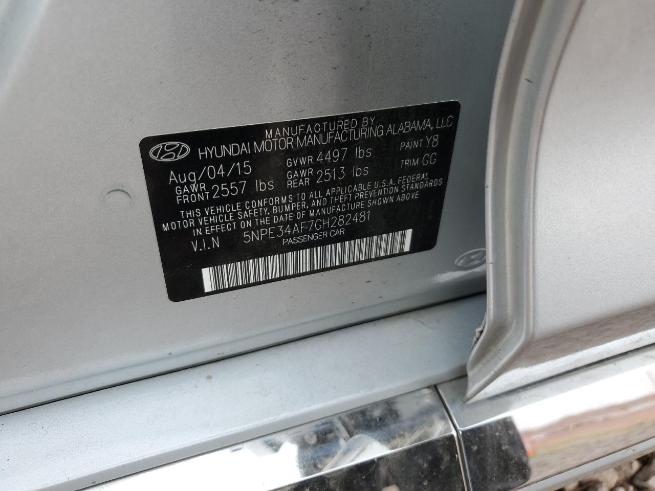 5NPE34AF7GH282481 2016 Hyundai Sonata Sport