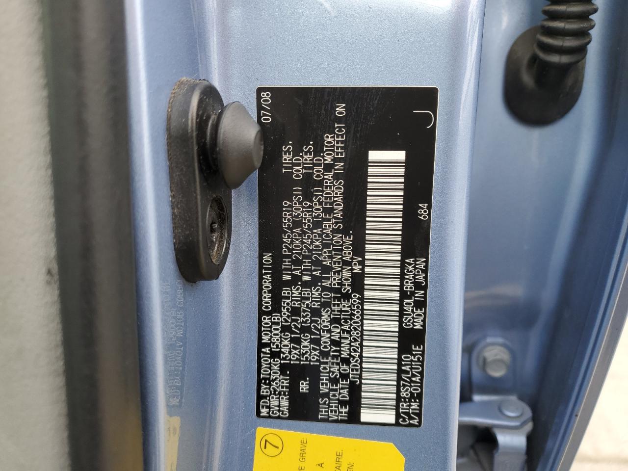 JTEDS42A282066599 2008 Toyota Highlander Limited