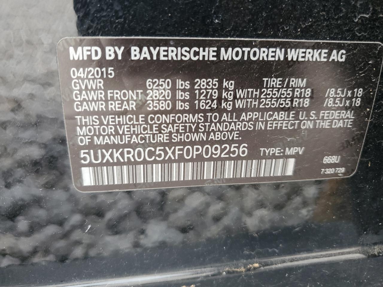 5UXKR0C5XF0P09256 2015 BMW X5 xDrive35I