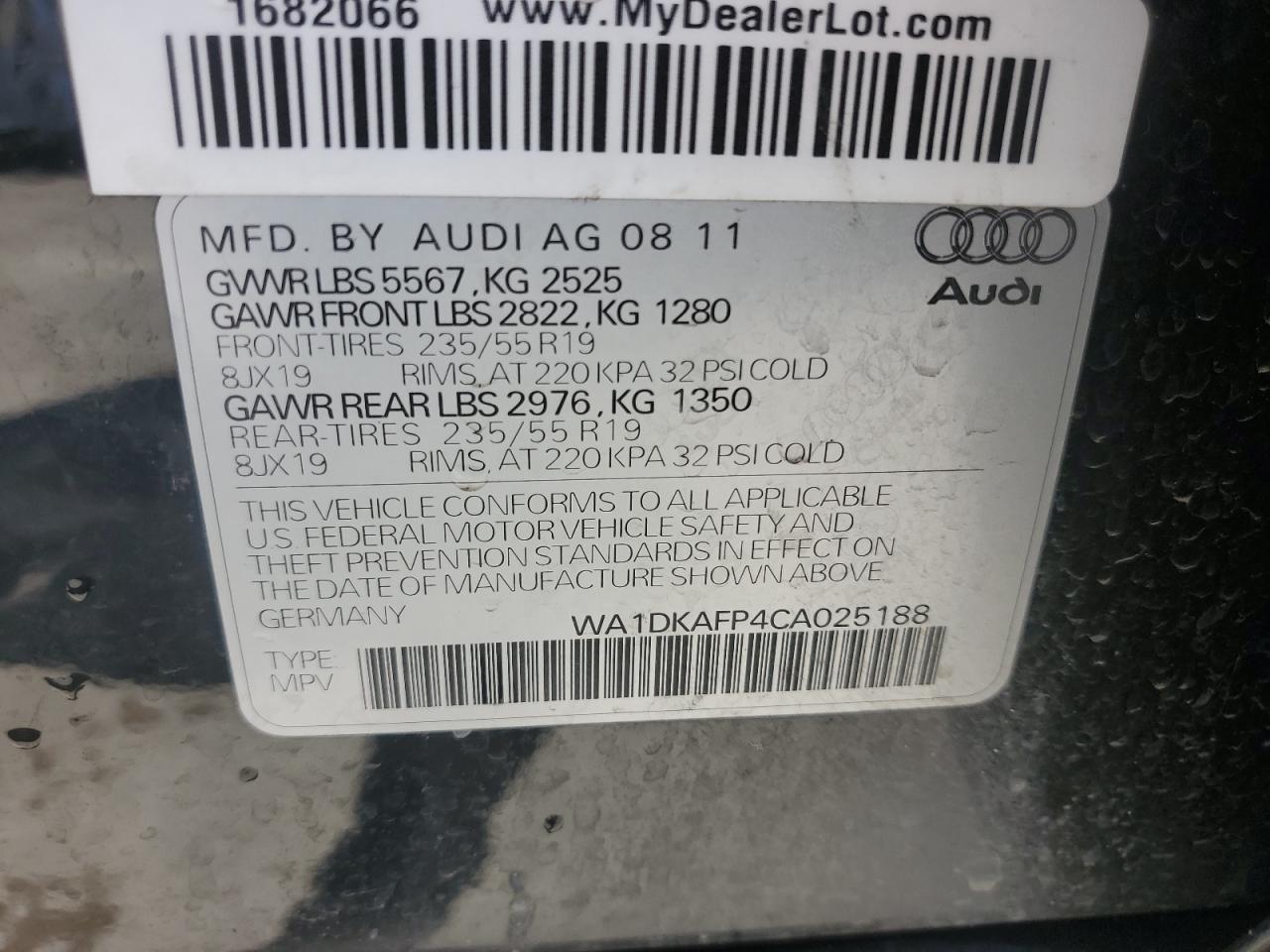 WA1DKAFP4CA025188 2012 Audi Q5 Premium Plus