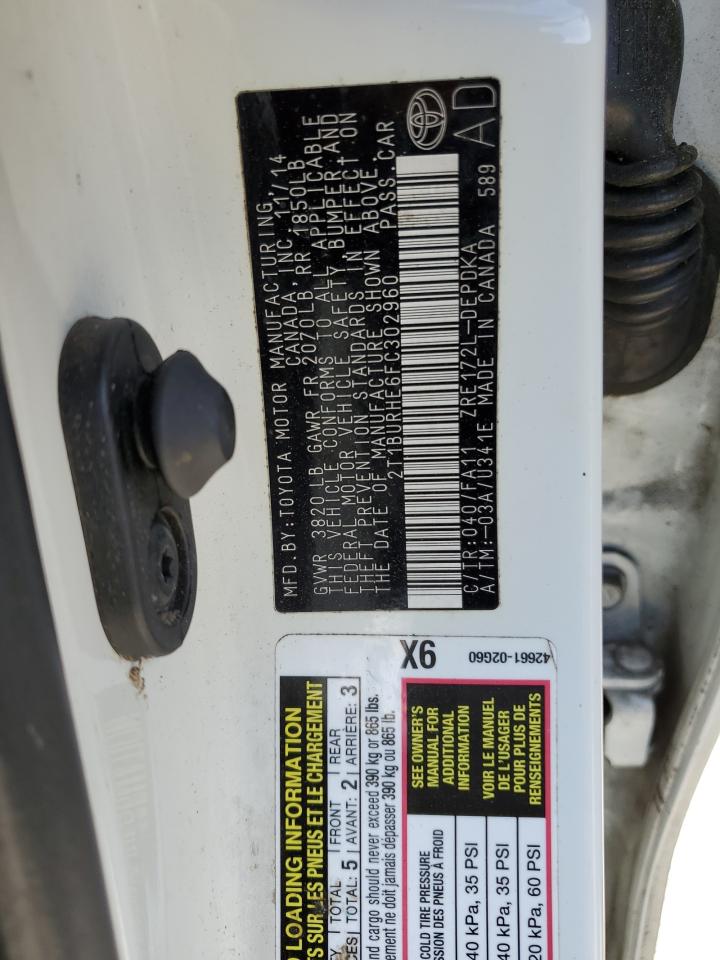 2T1BURHE6FC302960 2015 Toyota Corolla L