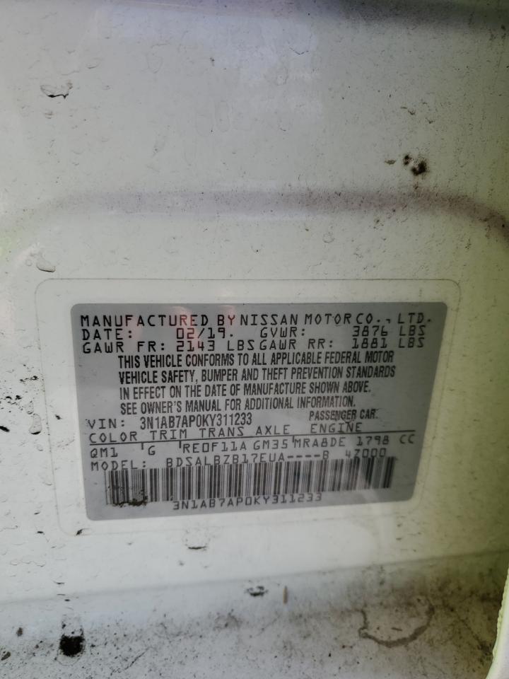 3N1AB7AP0KY311233 2019 Nissan Sentra S