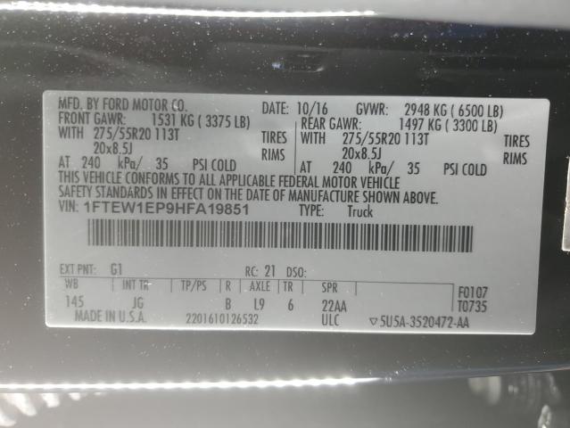 2017 FORD F150 SUPER - 1FTEW1EP9HFA19851
