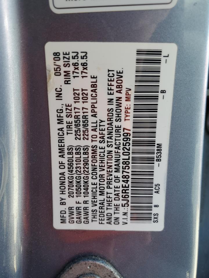 5J6RE48758L025997 2008 Honda Cr-V Exl
