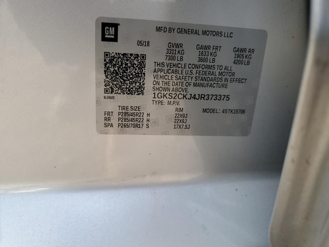 1GKS2CKJ4JR373375 2018 GMC Yukon Denali