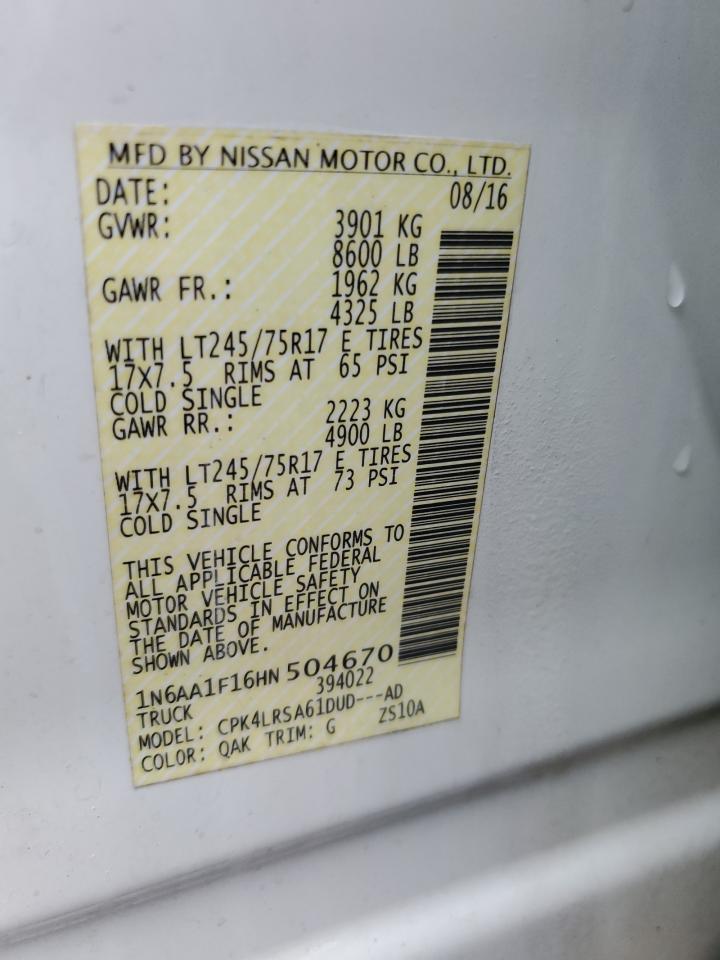 2017 Nissan Titan Xd S vin: 1N6AA1F16HN504670