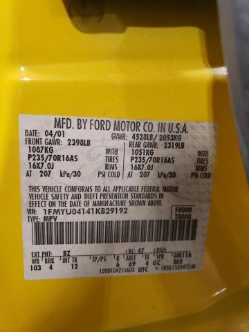 2001 Ford Escape Xlt VIN: 1FMYU04141KB29192 Lot: 52804684