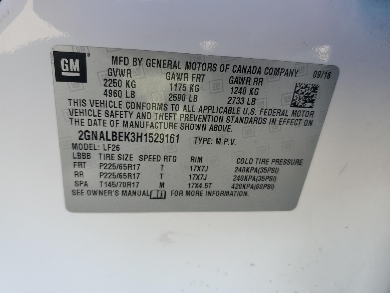 2GNALBEK3H1529161 2017 Chevrolet Equinox Ls