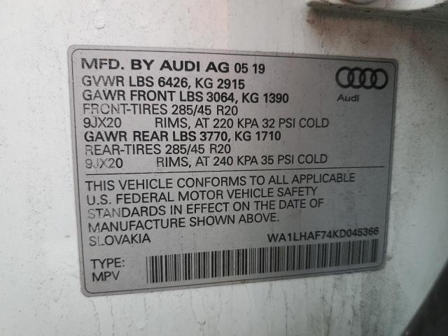 VIN WA1LHAF74KD045366 2019 Audi Q7, Premium Plus no.13