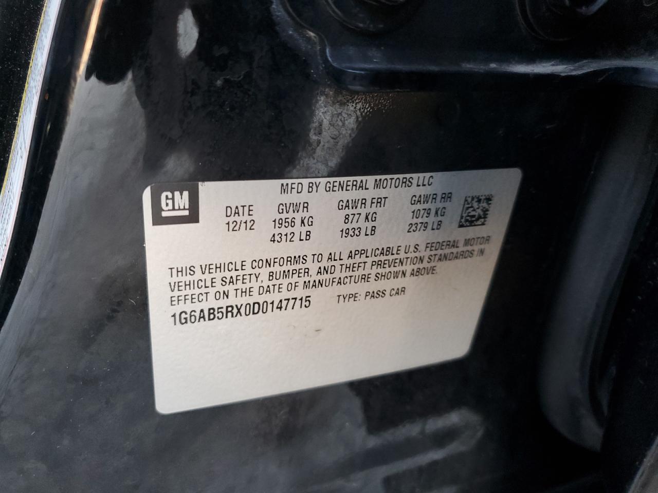 1G6AB5RX0D0147715 2013 Cadillac Ats Luxury