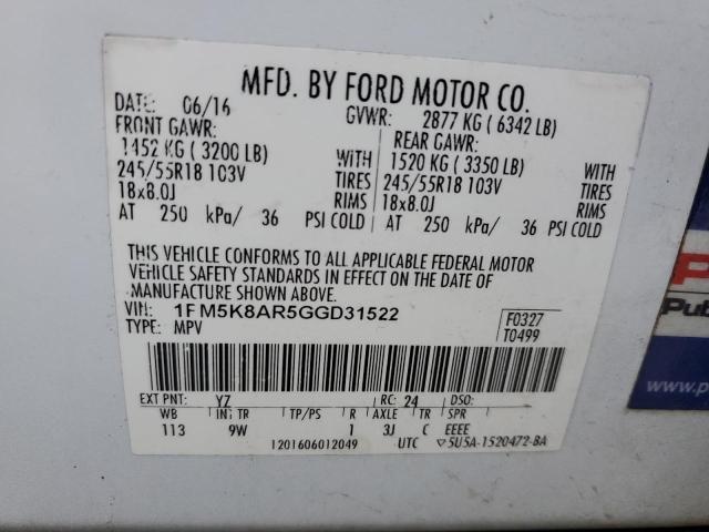 2016 FORD EXPLORER P - 1FM5K8AR5GGD31522