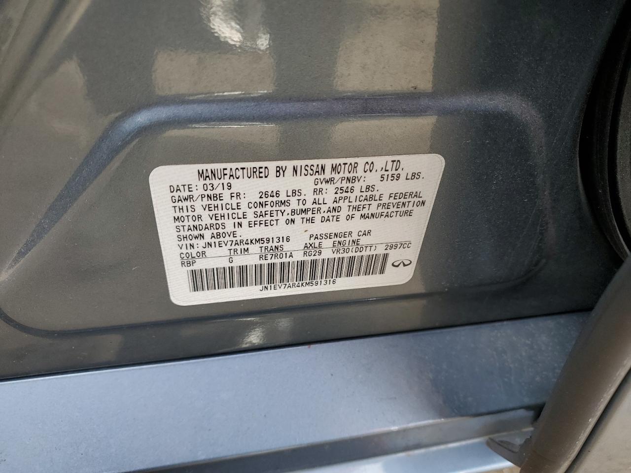 JN1EV7AR4KM591316 2019 Infiniti Q50 Luxe