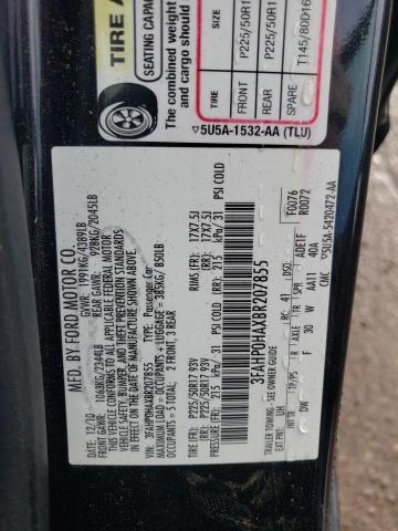 2011 Ford Fusion Se VIN: 3FAHP0HAXBR207855 Lot: 45289314