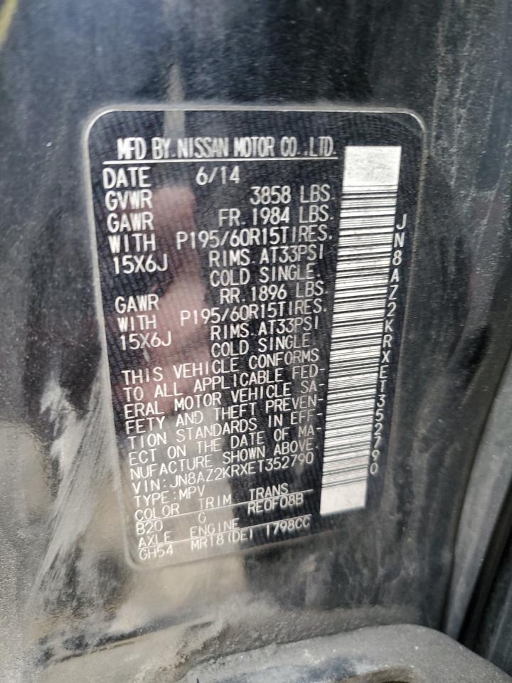 JN8AZ2KRXET352790 2014 Nissan Cube S