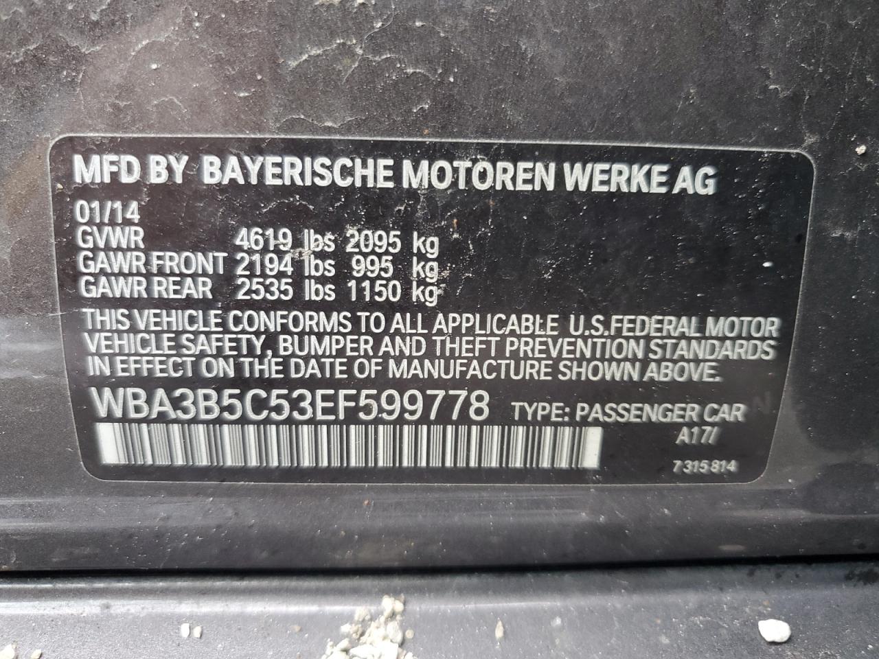 WBA3B5C53EF599778 2014 BMW 328 Xi Sulev