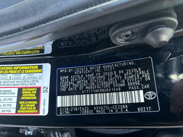 4T1T11AK9NU641448 | 2022 Toyota camry se