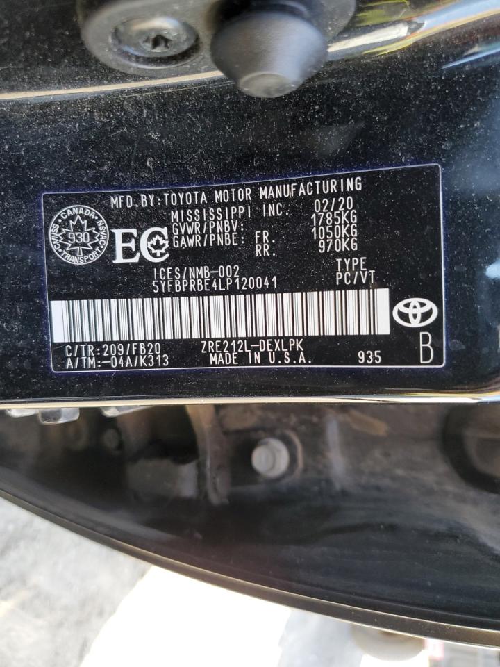 5YFBPRBE4LP120041 2020 Toyota Corolla Le