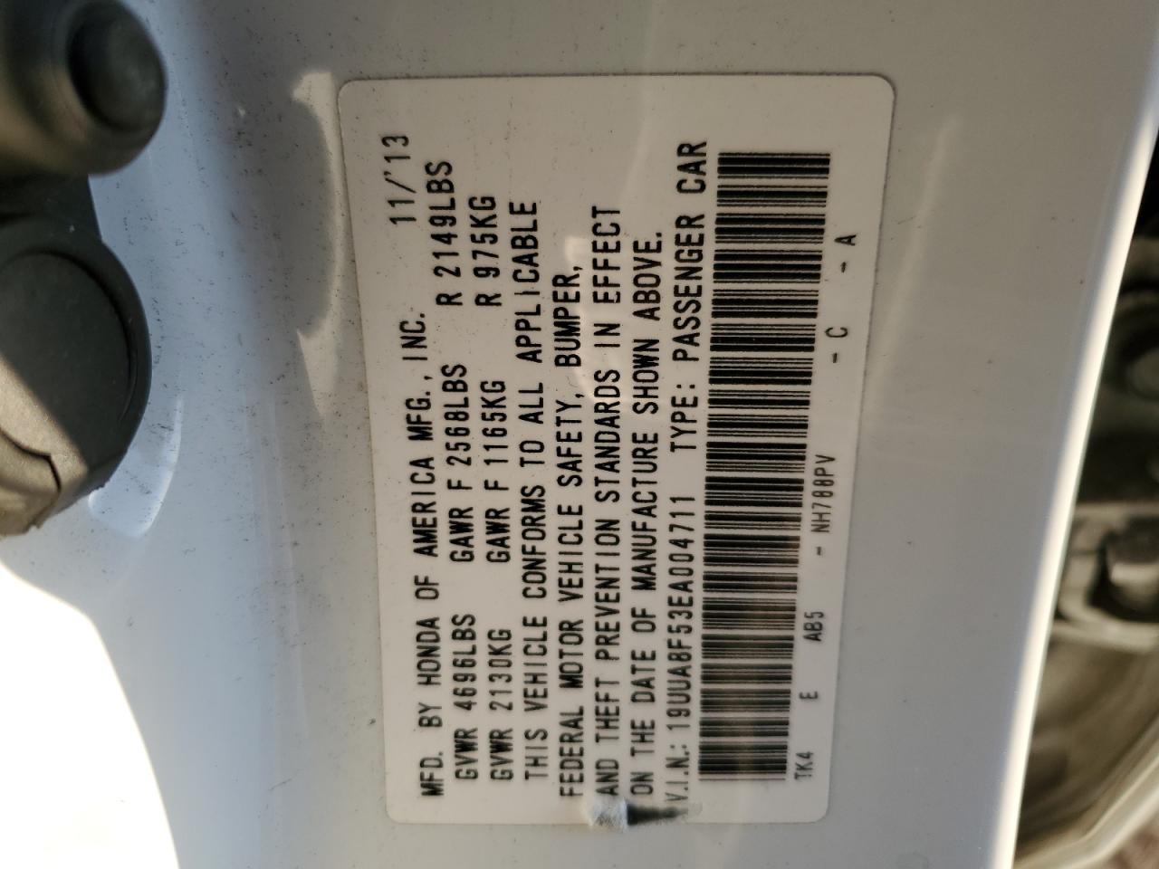 19UUA8F53EA004711 2014 Acura Tl Tech