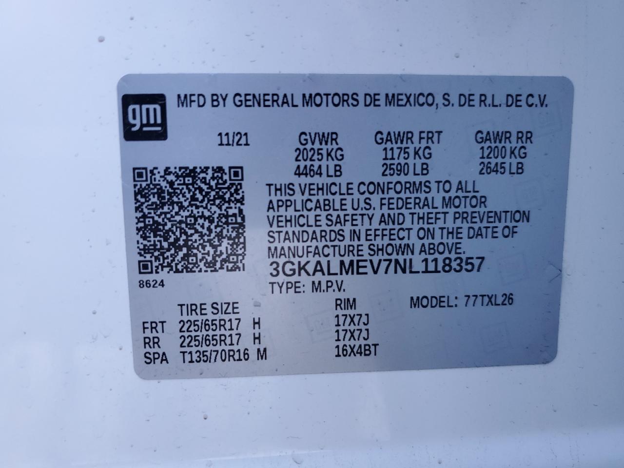 3GKALMEV7NL118357 2022 GMC Terrain Sle