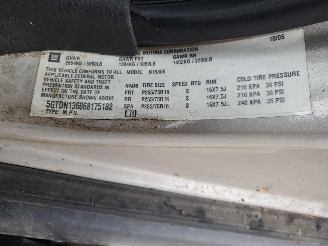 5GTDN136068175182 2006 Hummer H3