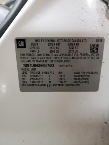 2015 Chevrolet Equinox Lt VIN: 2GNALBEK0F6387433 Lot: 47188434